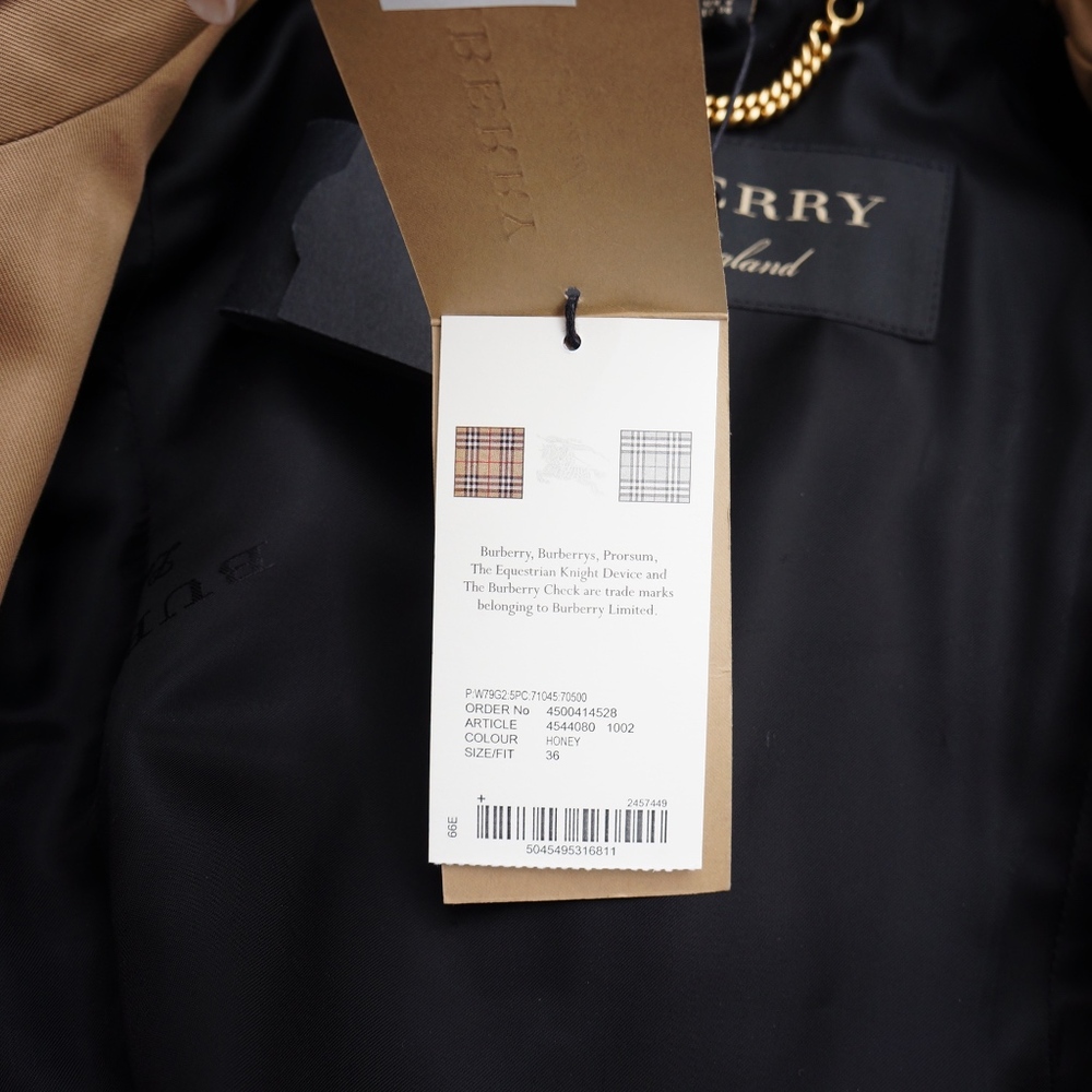 BURBERRY TRENCH LONG BELTED COAT NEW WITH TAGS - Picture 7 of 8